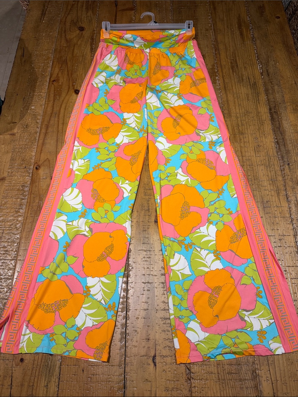 Trina Turk Floral Wide-Leg Pants in Orange, Pink & Aqua - Picture 3 of 7